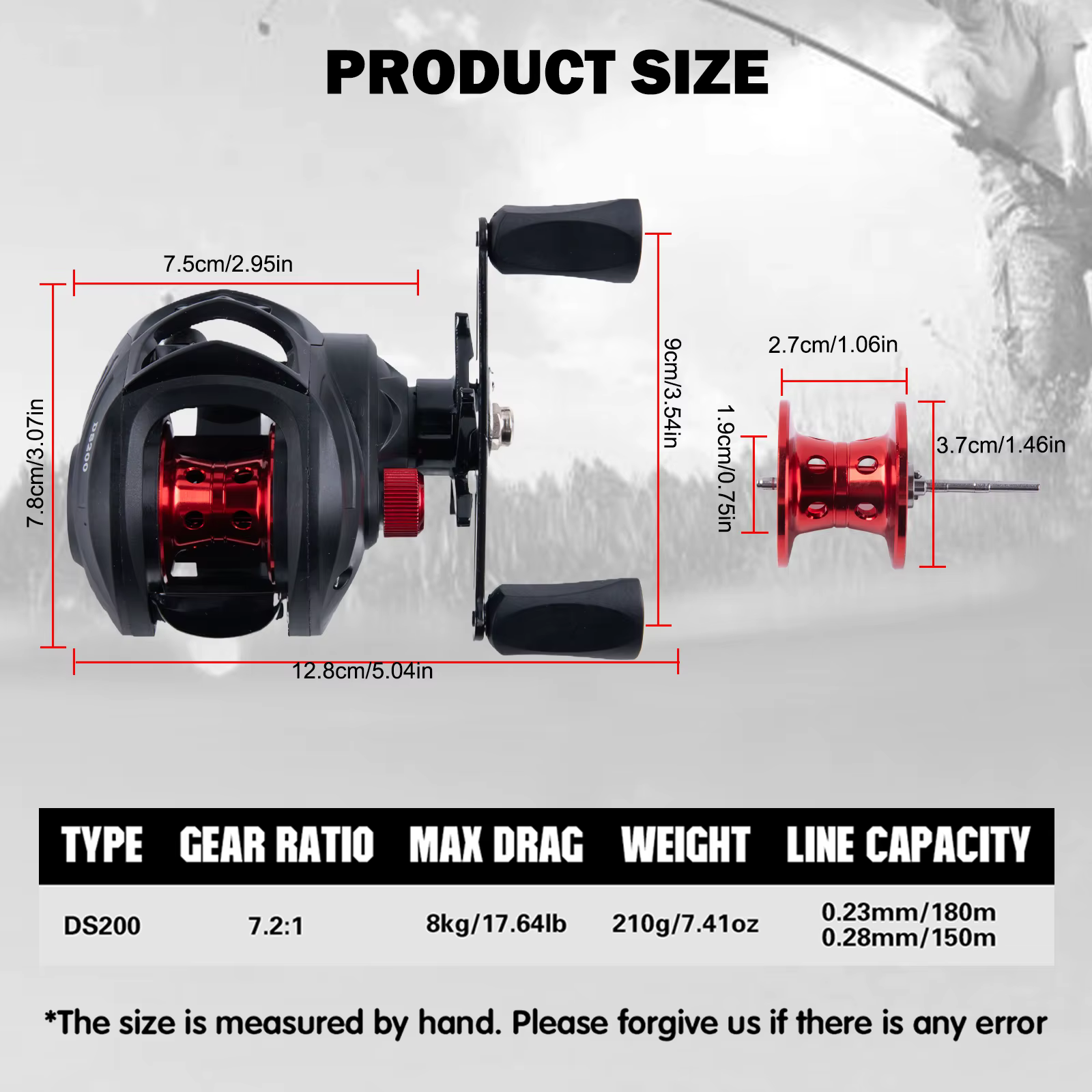 Goture DS200 Carrete de pesca Baitcasting 7,2:1 freno magnético 8 kg - imagen 3