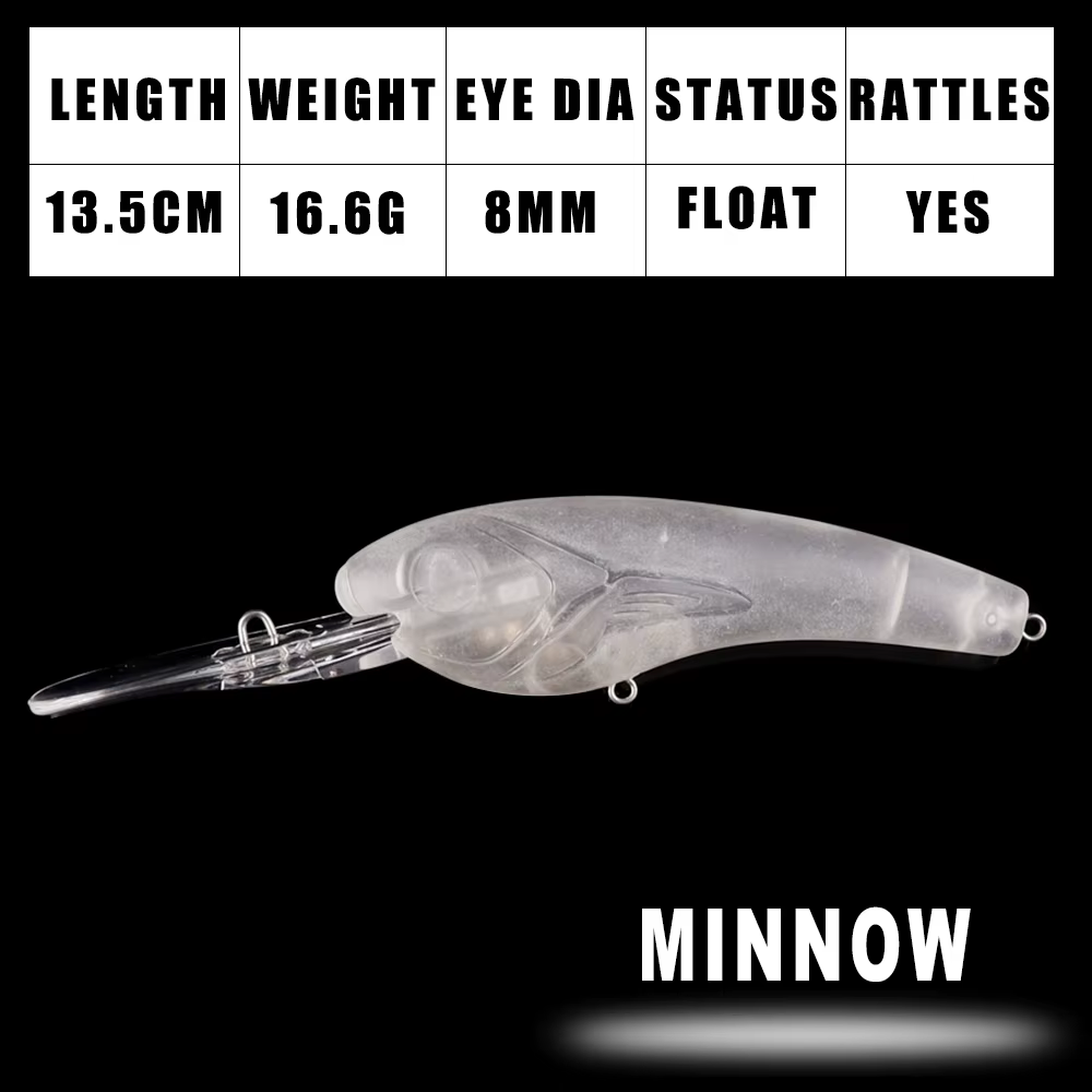 Señuelos Minnow Dr.Holife para pintar – Rascador flotante 13.5cm DIY - imagen 3