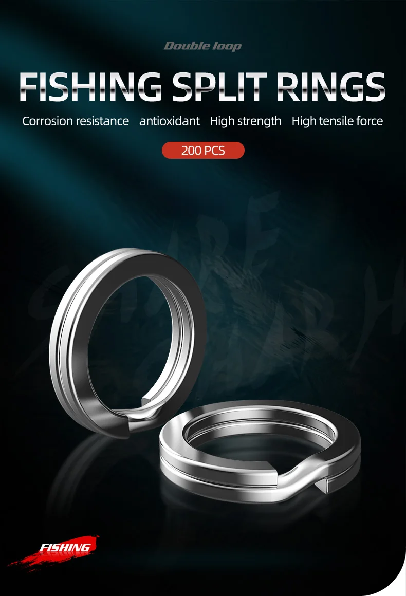 Anillos divididos de acero inoxidable para pesca en diferentes tamaños