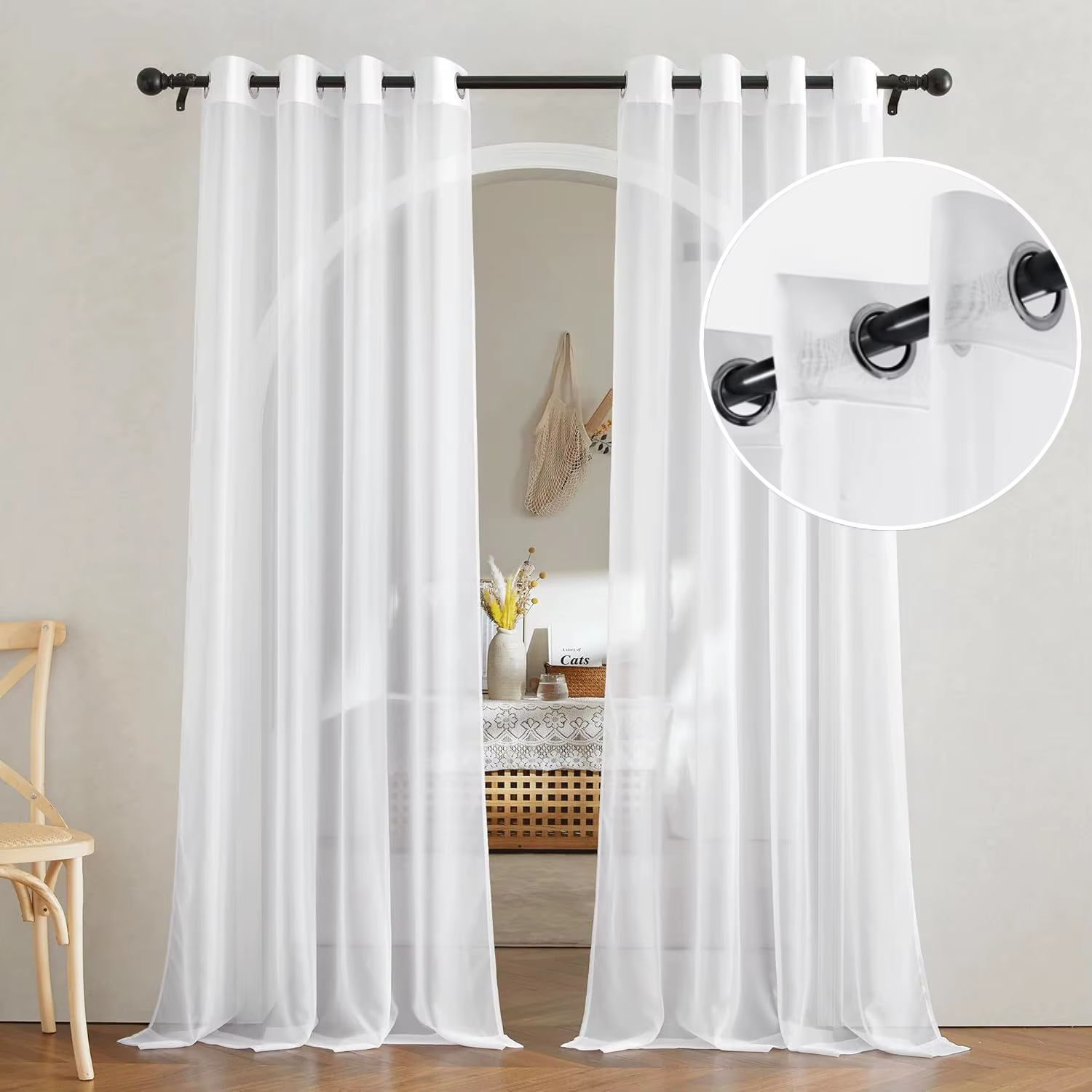 Cortinas gasa transparente con ojales – Luz filtrada elegante