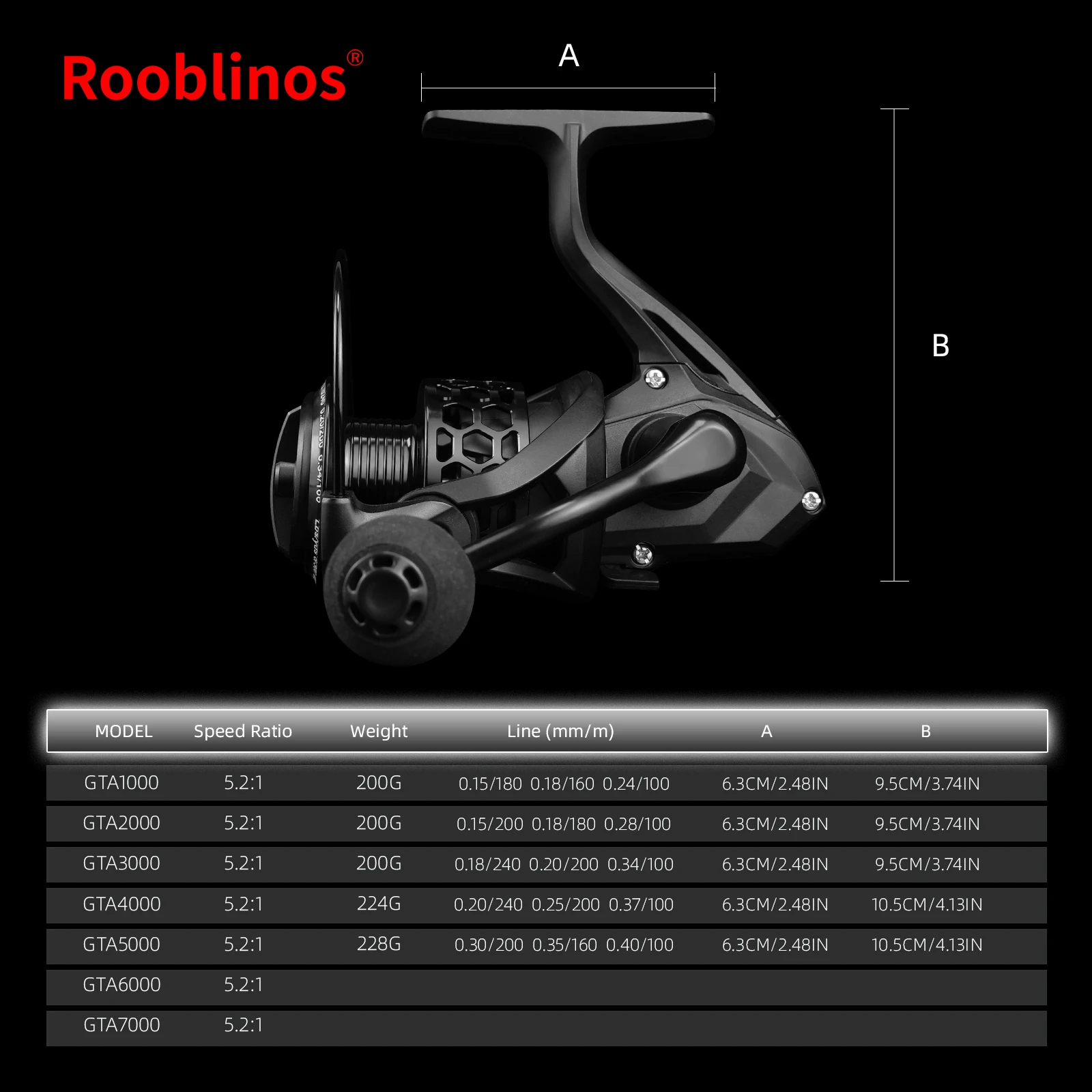 ROOBLINOS GTA Carrete giratorio bobina aluminio ultra suave ligero - imagen 4