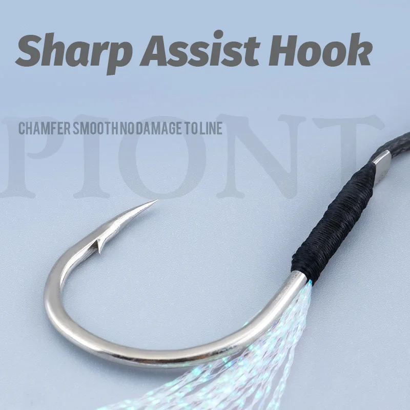 Anzuelo de asistencia jigging con plumas acero carbono