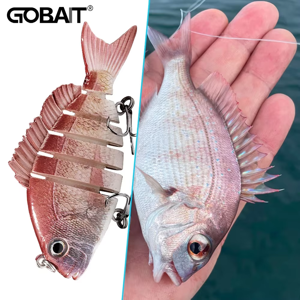 Swimbait GOBAIT 8cm – Señuelo multiarticular de hundimiento lento con triples - imagen 4