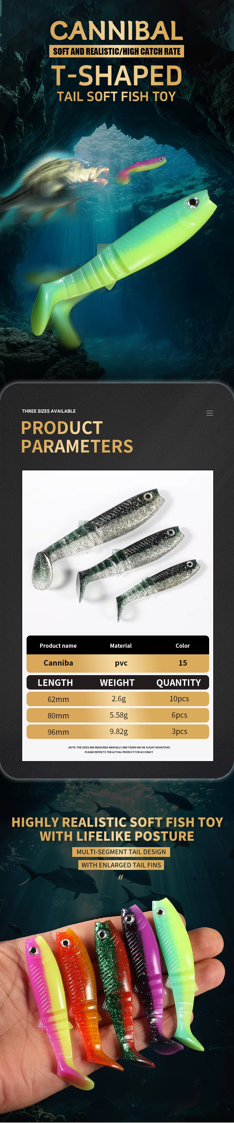 Cebo caníbal bicolor con efecto 3D