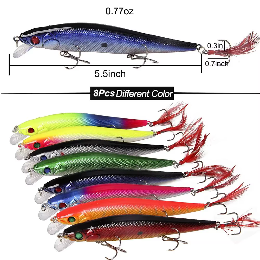 Crankbait Minnow Swimbait duro – Buceo profundo con anzuelo triple - imagen 4