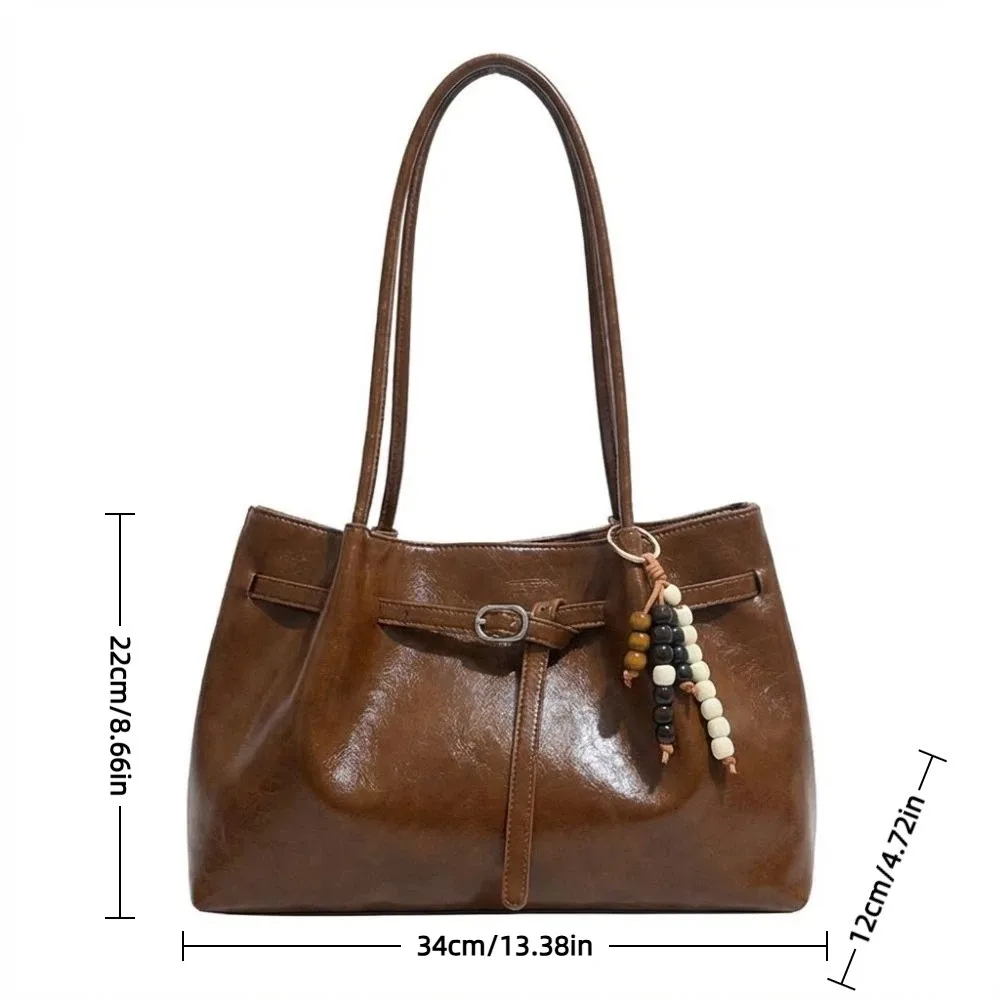 Bolso de hombro con acabado ante/PU