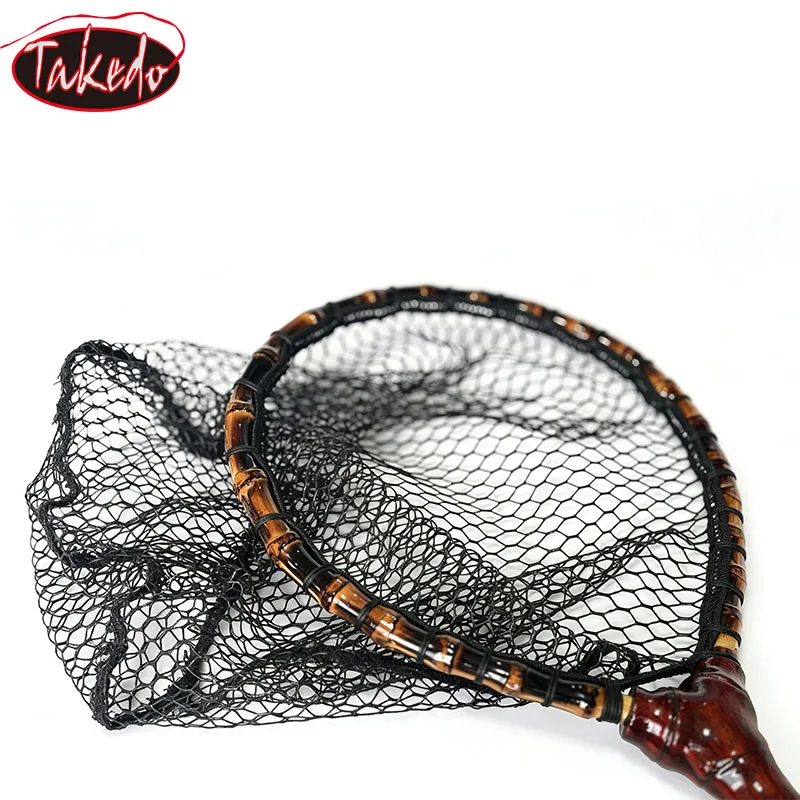 Red de pesca ligera TAKEDO HM01 con cordón antipérdida y marco bambú - imagen 5