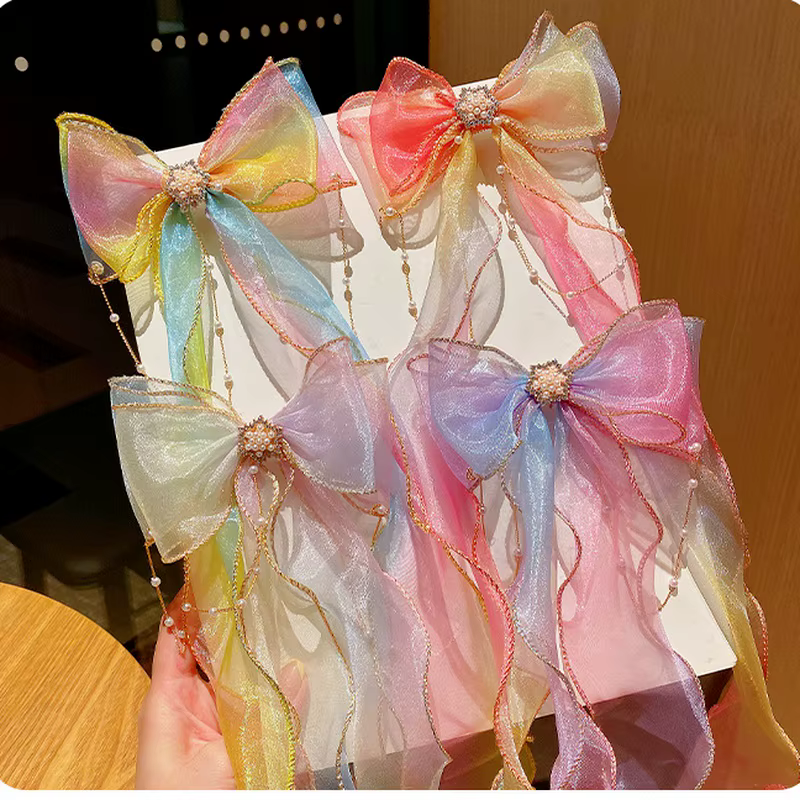 Horquillas lazo de gasa coloridas - Accesorios para el pelo ninas - imagen 2