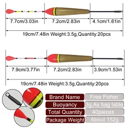 Flotadores Bobber de corcho FREE FISHER – antena Paulownia