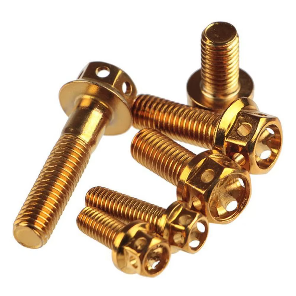 Tornillos de titanio dorado M6-M8 perforados para motocicleta - imagen 2