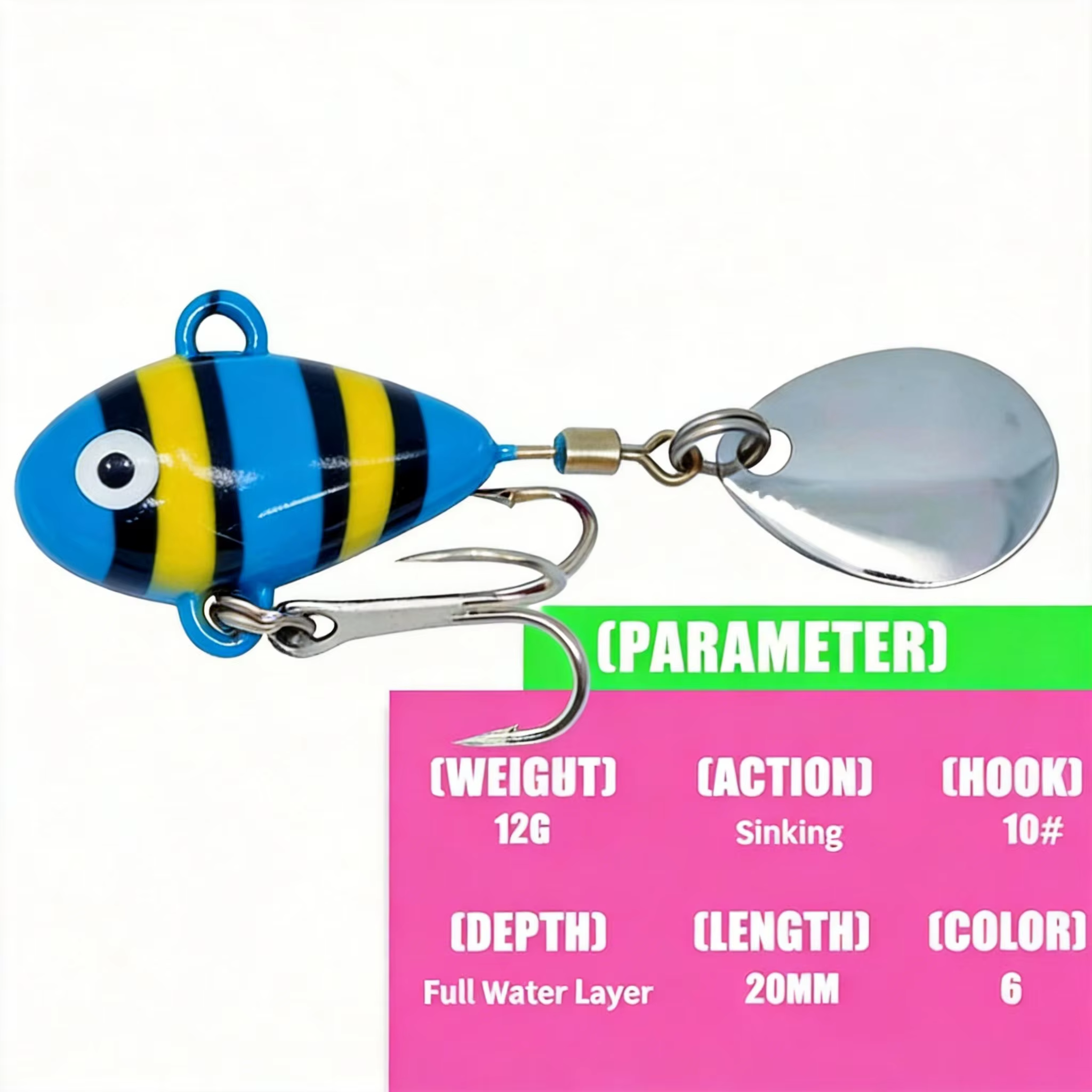 Señuelo Vib metálico con hélice 10g – 50mm para agua dulce y salada - imagen 5