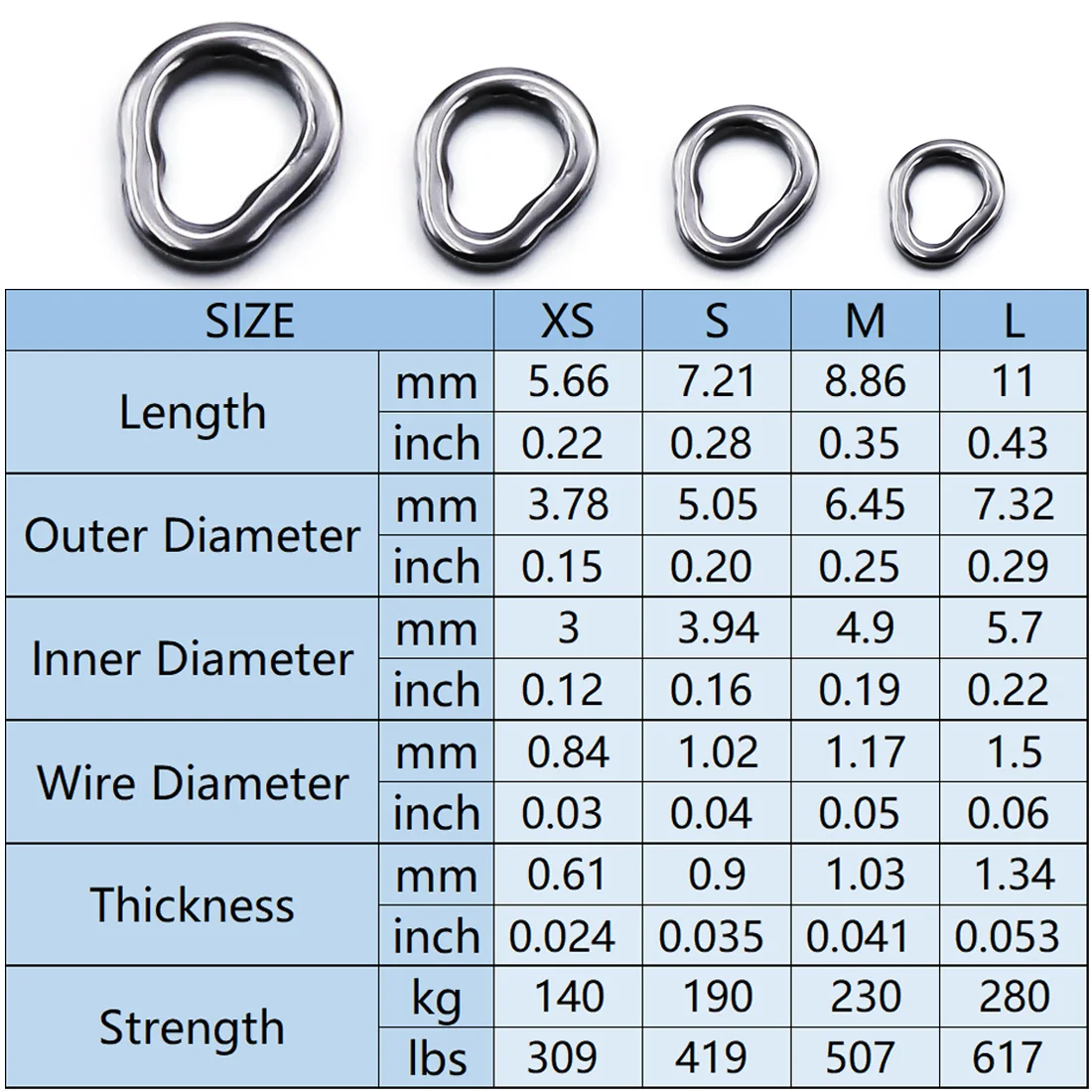 Anillos divididos acero inoxidable - Conectores cromados para senuelos - imagen 2