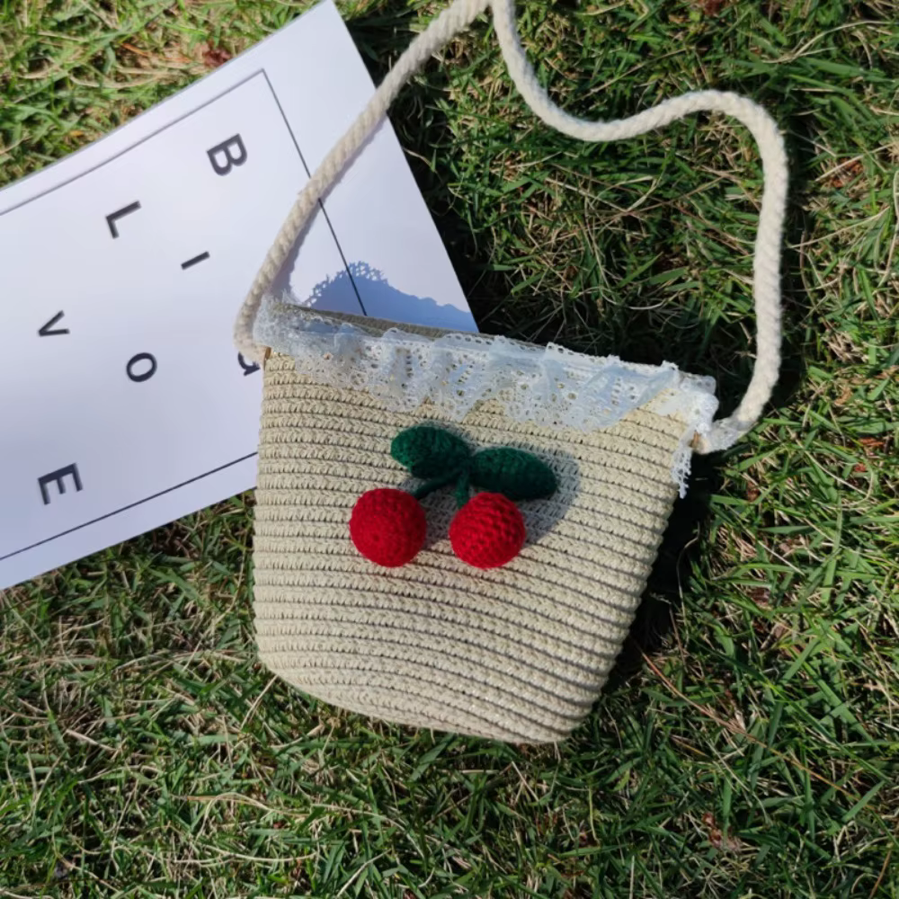Mini bolso bandolera de paja con diseño floral - imagen 2