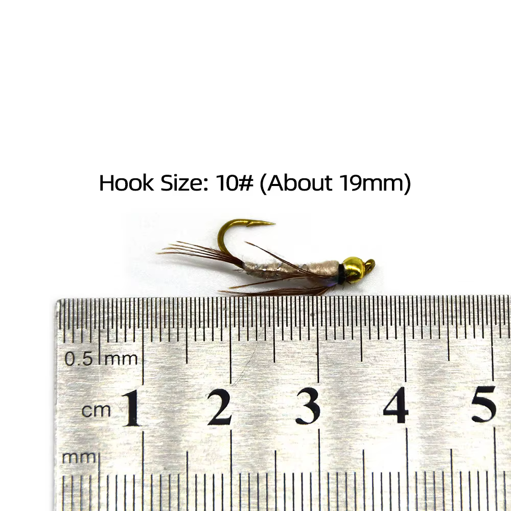 Moscas artificiales MNFT bead head dorada – Efecto arcoíris pesca con mosca - imagen 3