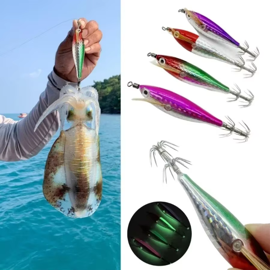 Pluma Calamar Horizontal Ackibbik – Luminosa para Pesca en Agua Salada - imagen 3