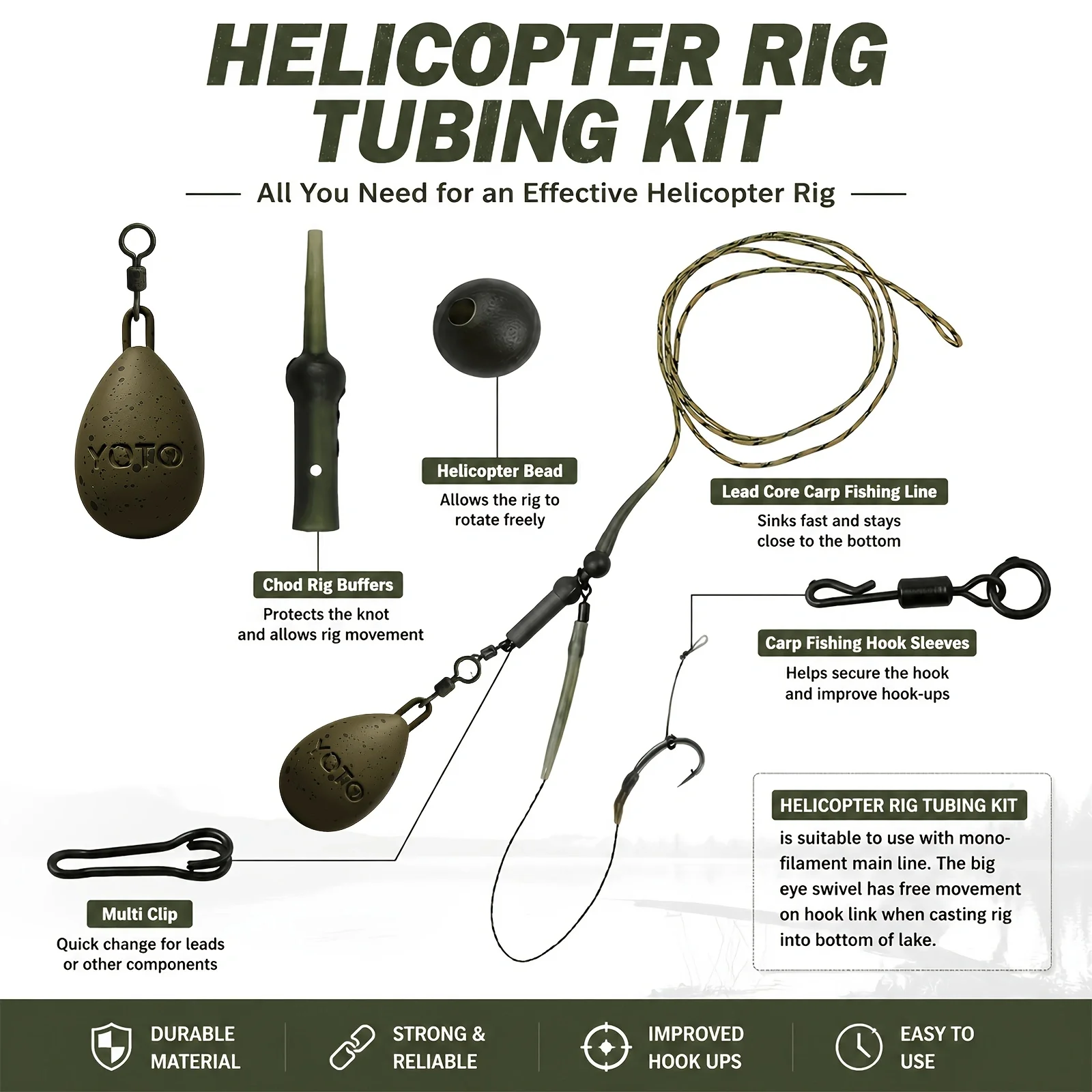 Kit pesca de carpas con señuelo pre-atado, huevo y anzuelo - imagen 2