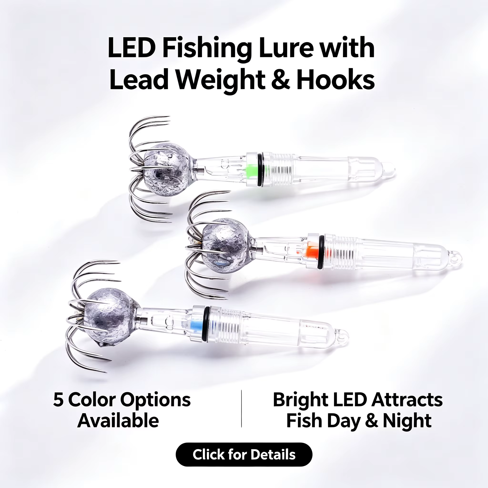 Señuelo LED luminoso para calamar con plomada - imagen 5