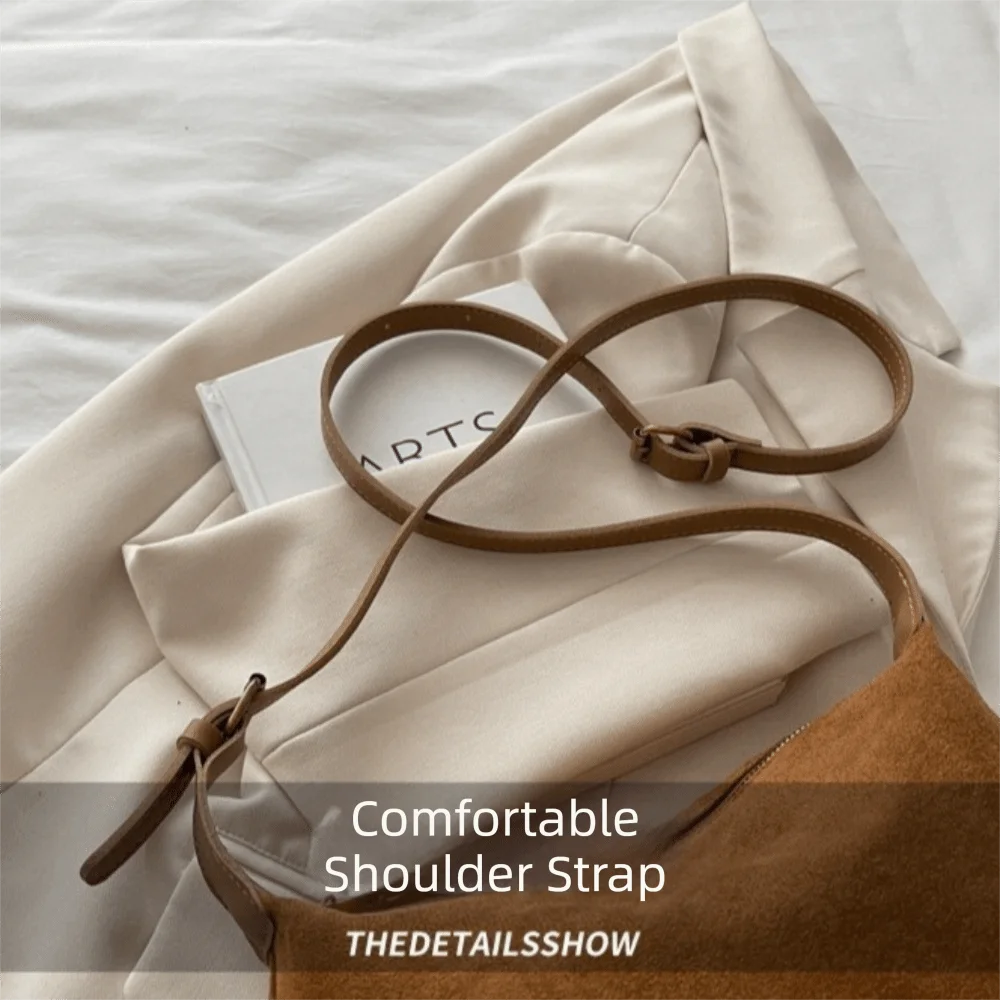 Bolso bandolera de gamuza gran capacidad con correa ajustable
