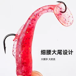 Señuelo swimbait cola paleta con cabeza jig antienredos para lubina