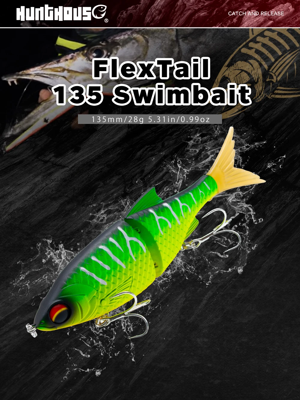 Señuelo Hunthouse FLEXTAIL 135 en detalle