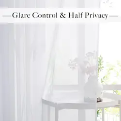 Cortinas de velo blancas con ojales 132 cm para dormitorio y salón