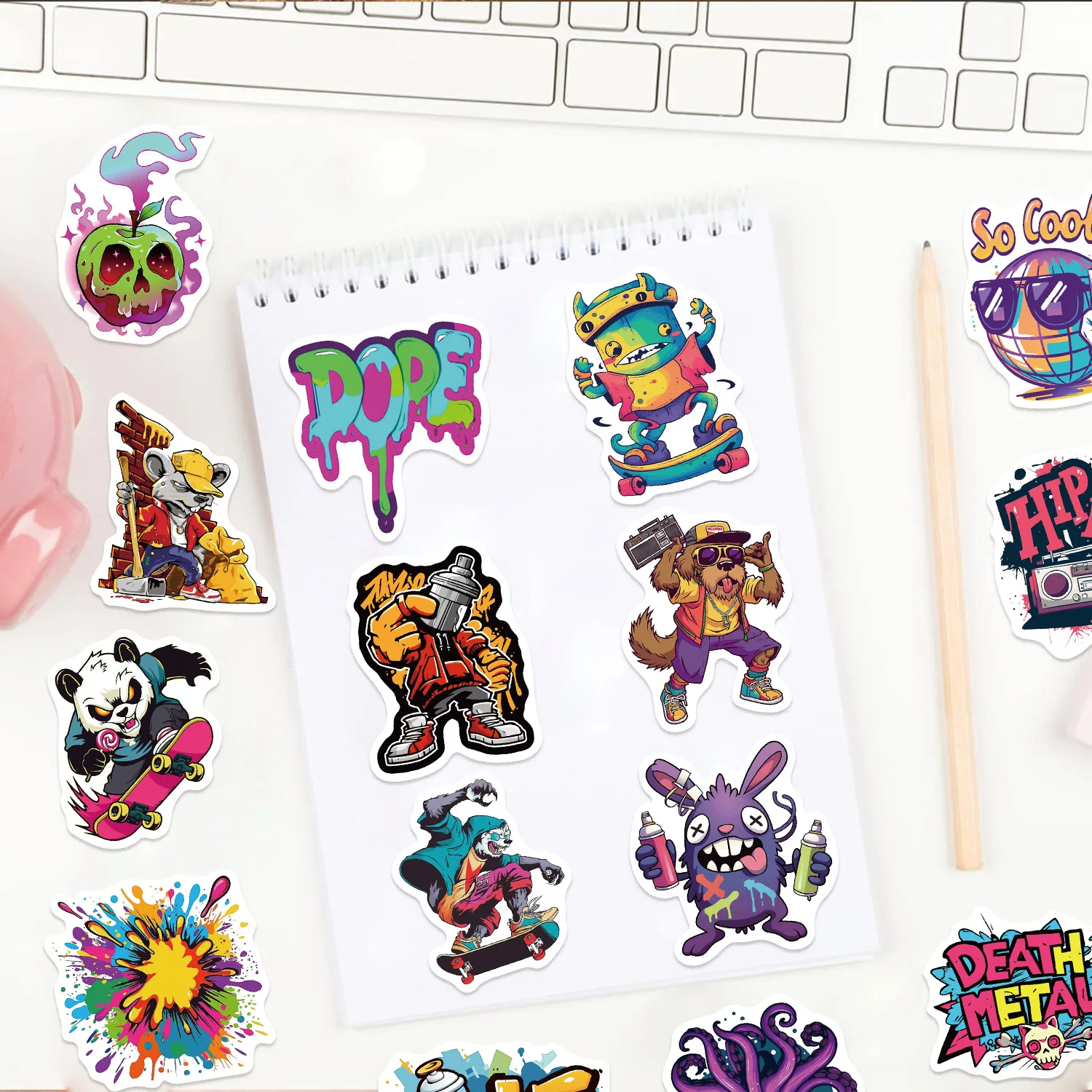 Pegatinas graffiti Spray – Dibujos animados impermeables para móvil - imagen 5