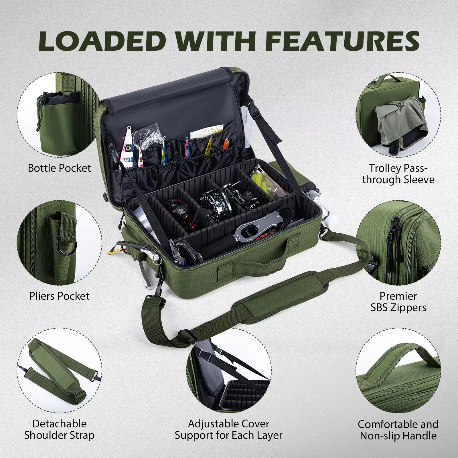Bolsa de Pesca Goture Impermeable 600D PVC – Con Separadores y Correas - imagen 4