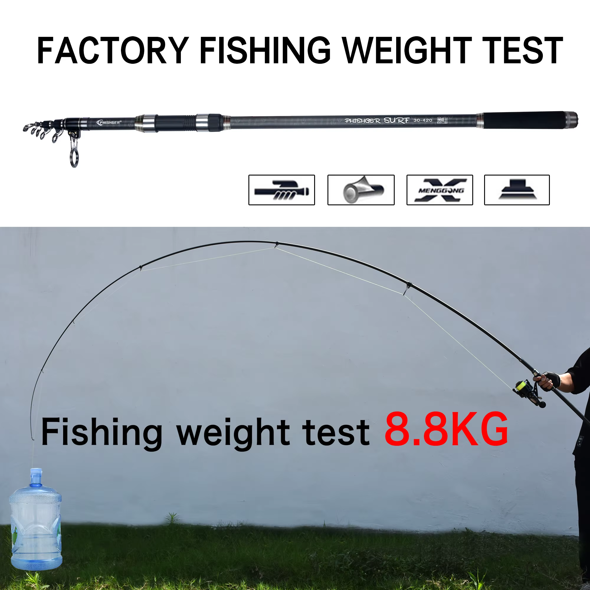 Caña Telescópica Carbono PHISHGER – Surfcasting 80-150g - imagen 2