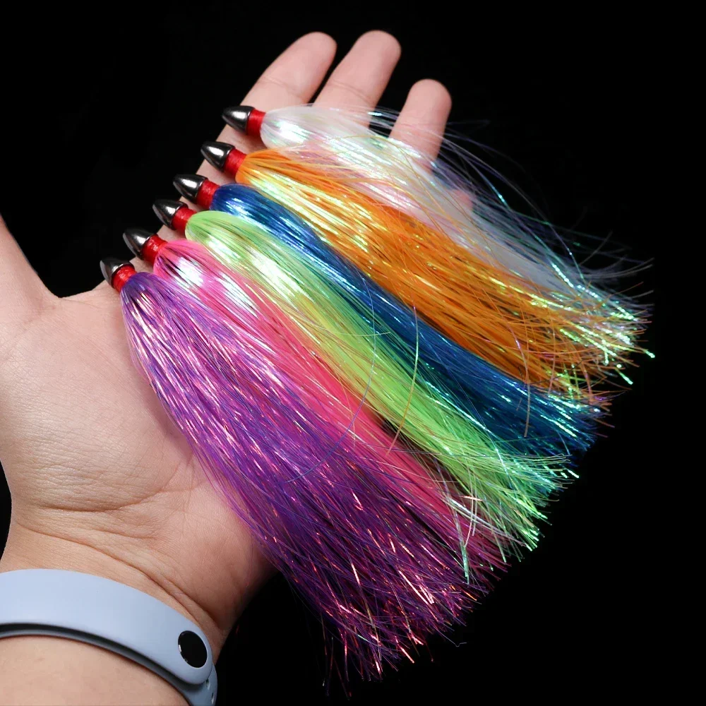 Mylar Flash Teaser 4,5 g cabeza ponderada falda para curricán Fluke - imagen 5