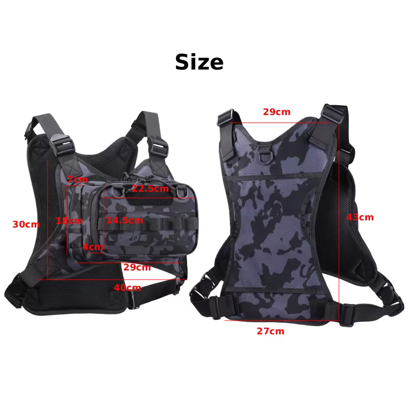 Chaleco mochila frontal táctico para pesca