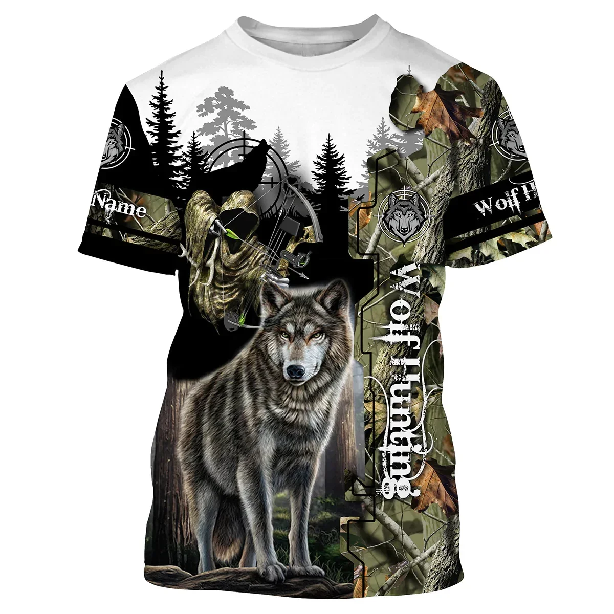 Camiseta y pantalón corto estampado 3D caza lobo/cervo personalizable