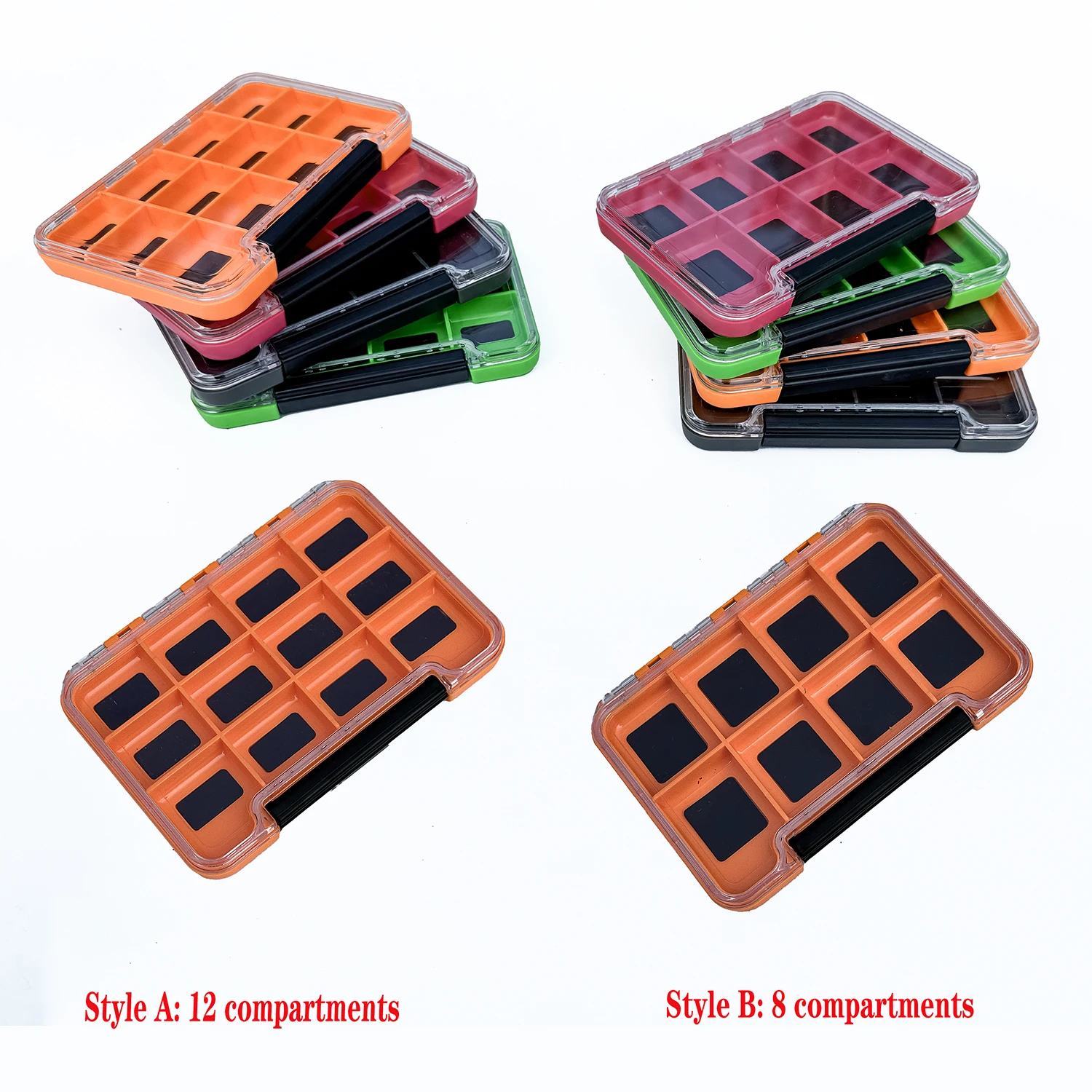 Caja abierta mostrando organización de señuelos