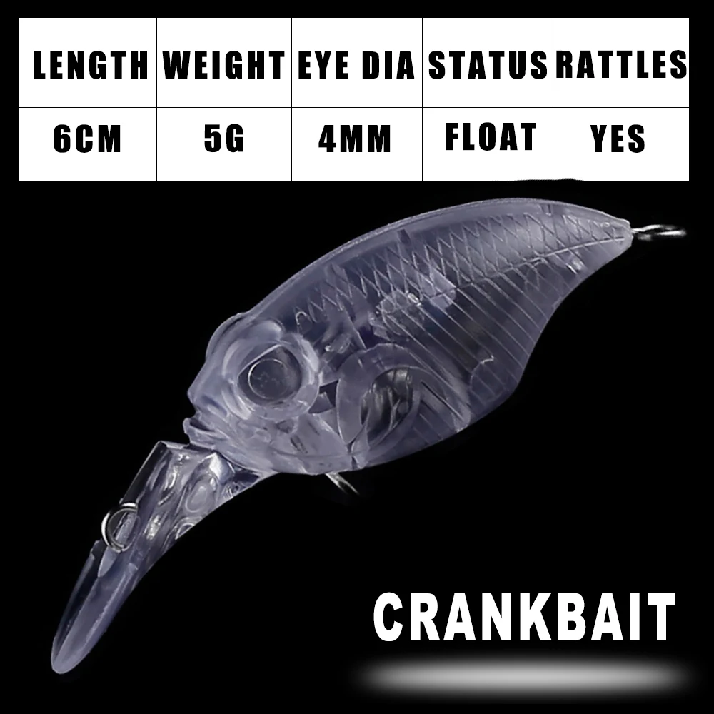 Dr.Holife Crankbait flotante sin pintar – Duro para pesca - imagen 4