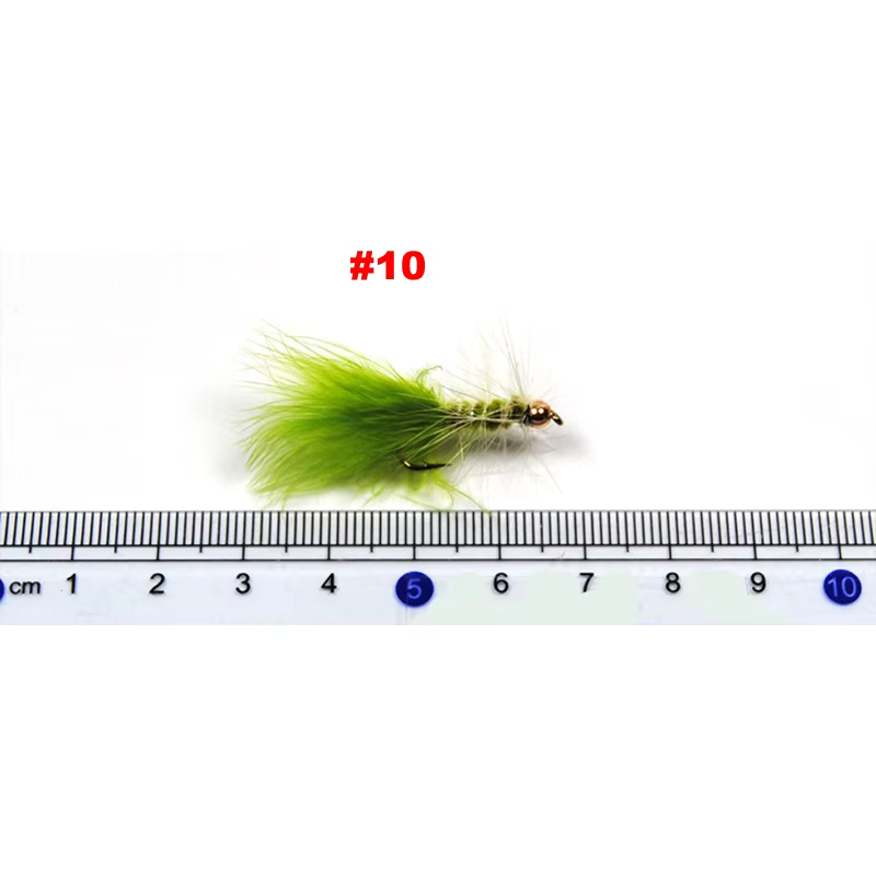 Wifreo Mosca Trucha Cabeza Latón Dorado Chartreuse Verde Oliva - imagen 4