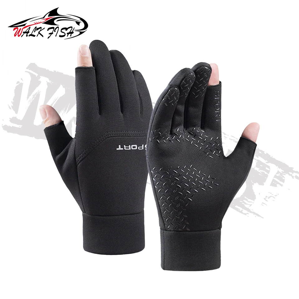 WALK FISH guante de pesca unisex táctil con dos dedos y forro polar