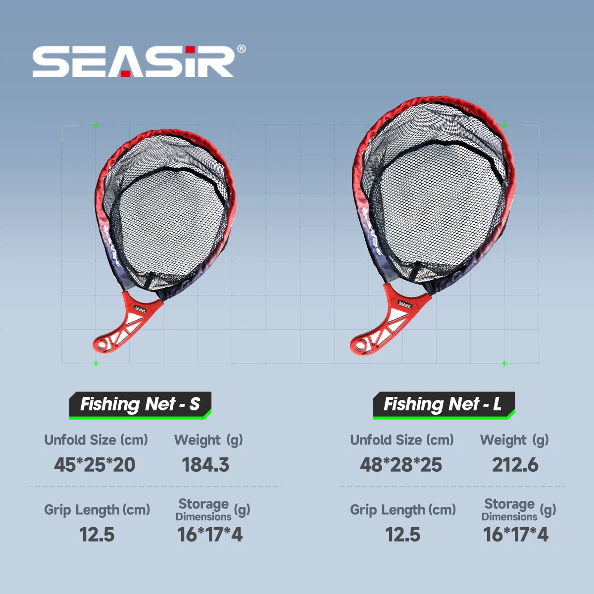 SEASIR Red de pesca portátil con marco de acero elástico plegable
