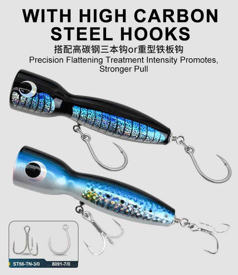 Señuelo topwater de madera para pesca en superficie