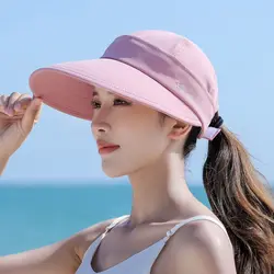 Gorra cola de caballo ala ancha con protección UV plegable