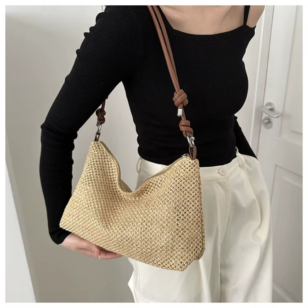 Bolso Tote de Paja y Ratán Tejido a Mano – Gran Capacidad Mujer - imagen 2