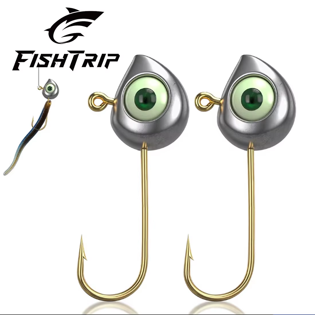 Anzuelos Jig FishTrip con Ojos 3D Luminosos – Para Señuelos Blandos - imagen 5