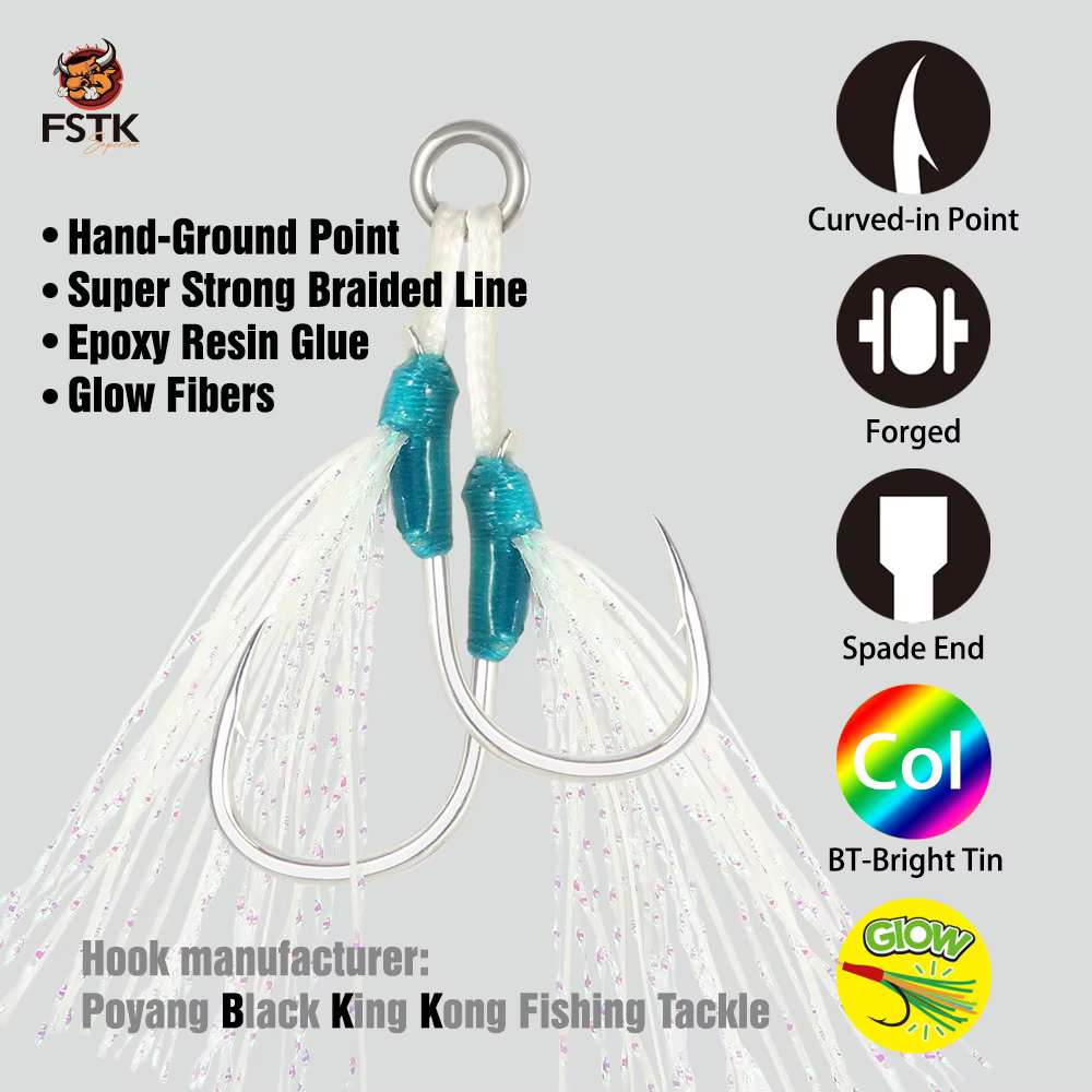 WEIHAI FSTK Anzuelo Doble de Metal para Jigging - Acero al carbono UV - imagen 3