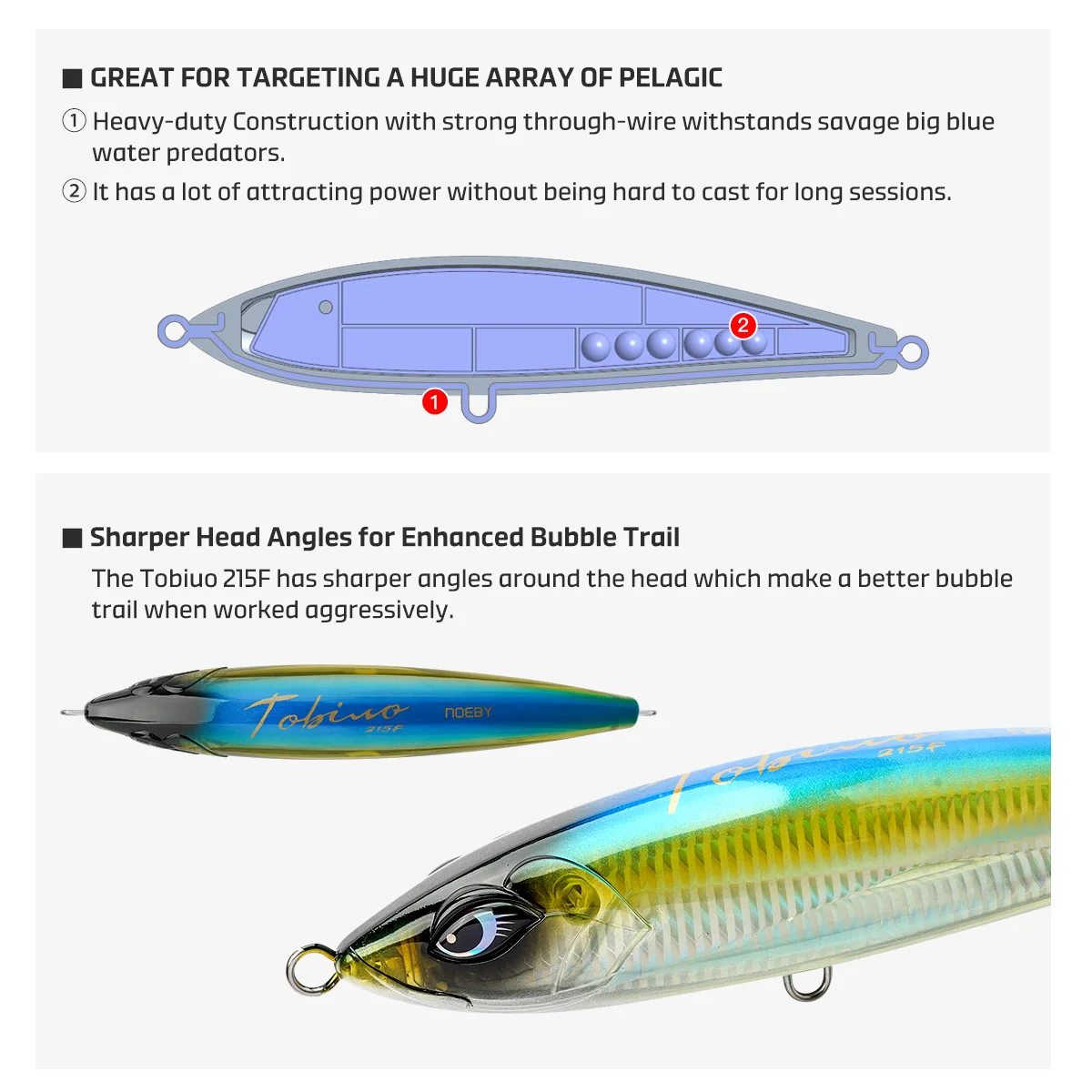 Stickbait flotante NOEBY Tobiuo para atún y GT en alta mar - imagen 5