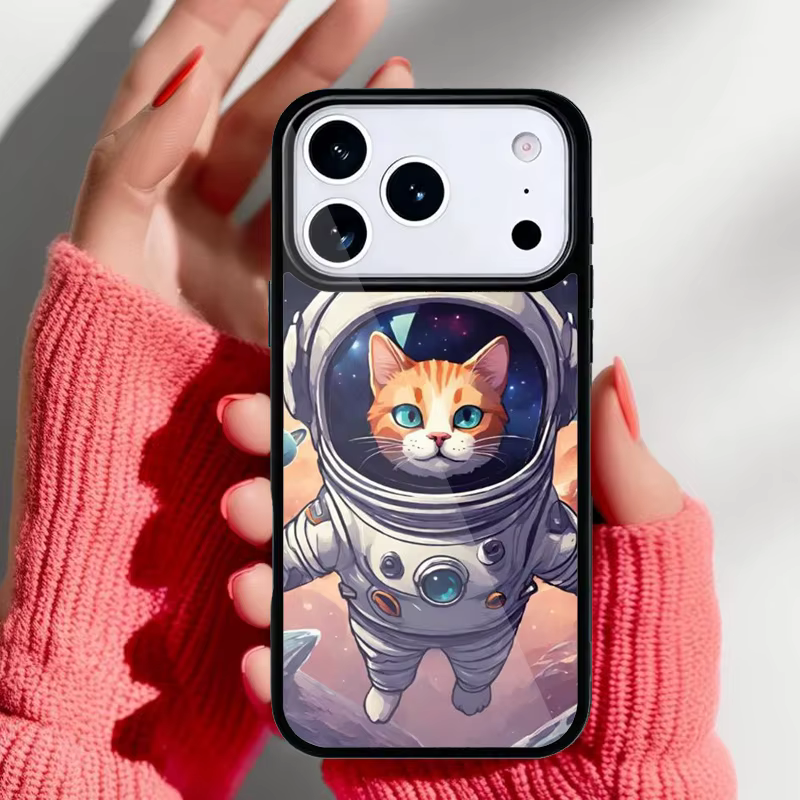 Diseño frontal de la funda mostrando el motivo Space Kitty Cat