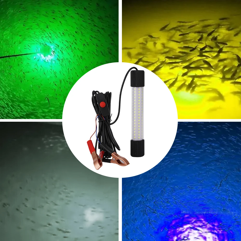 Lámpara LED subacuática con clips para pesca nocturna