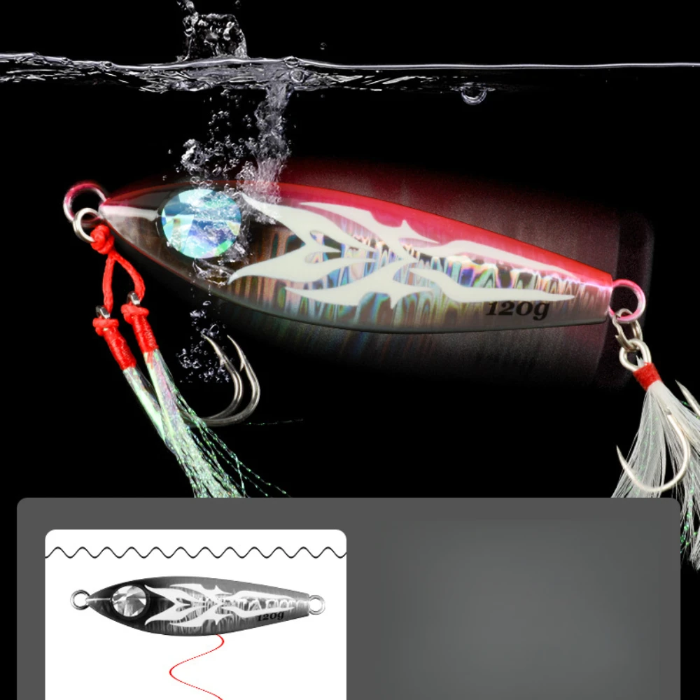 Señuelo Jigging Vertical Luminoso Slow Pitch Metal Sin Orilla - imagen 4