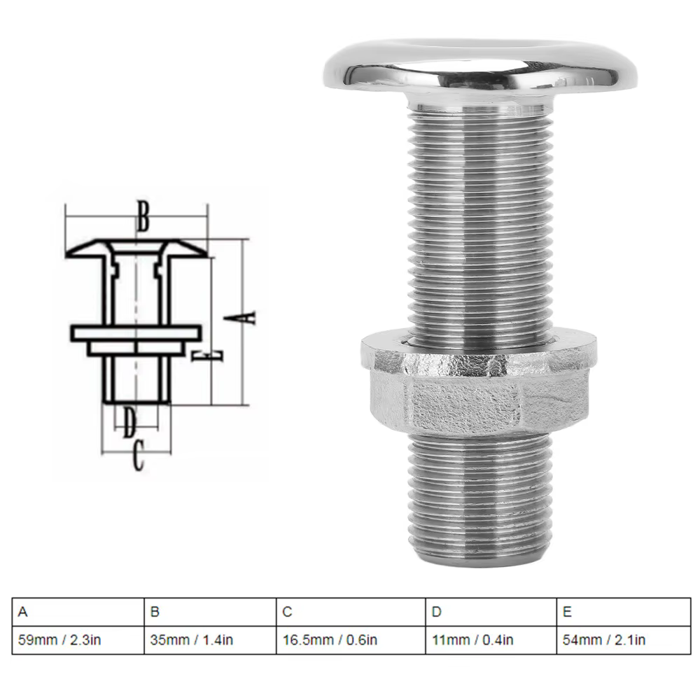Conector pasacorpo marino de acero inoxidable 316