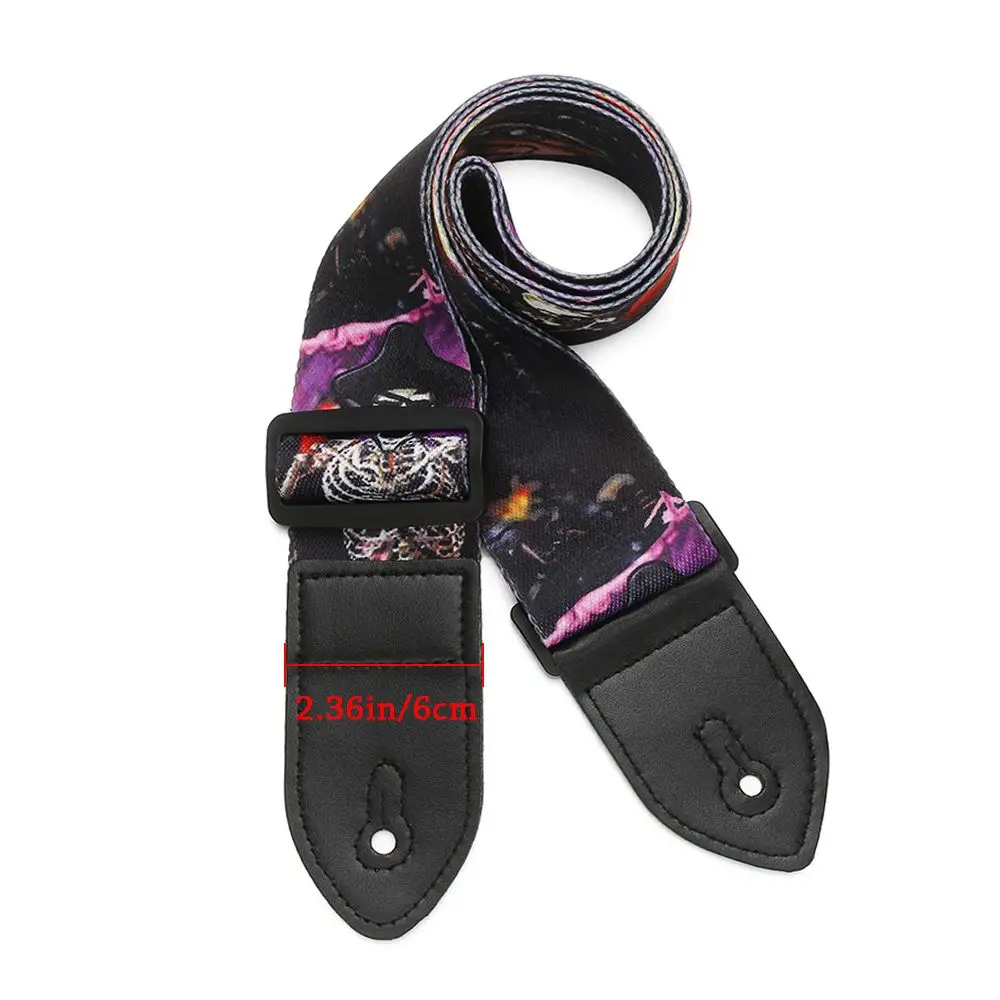 Correa de guitarra de nailon ajustable con extremos PU, multicolor - imagen 4
