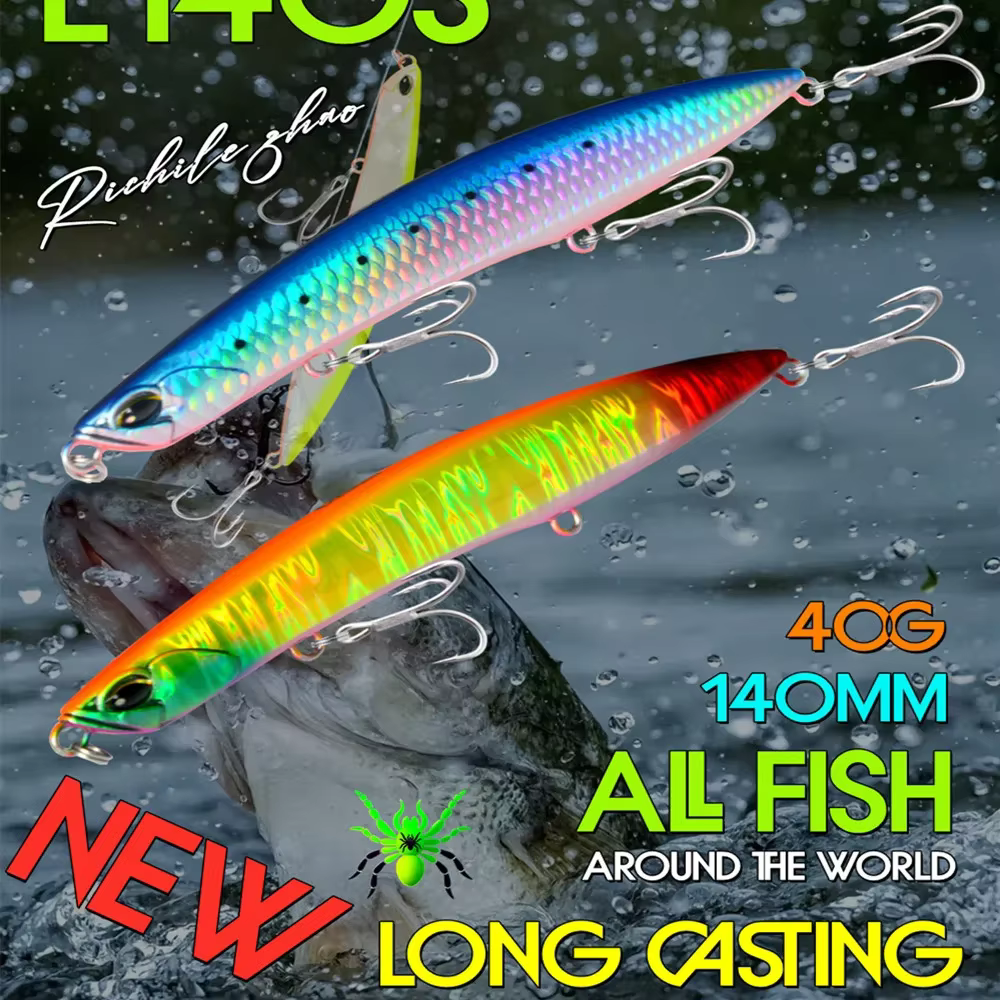 Wobbler lápiz hundible para lubina – Señuelo curricán agua salada - imagen 3