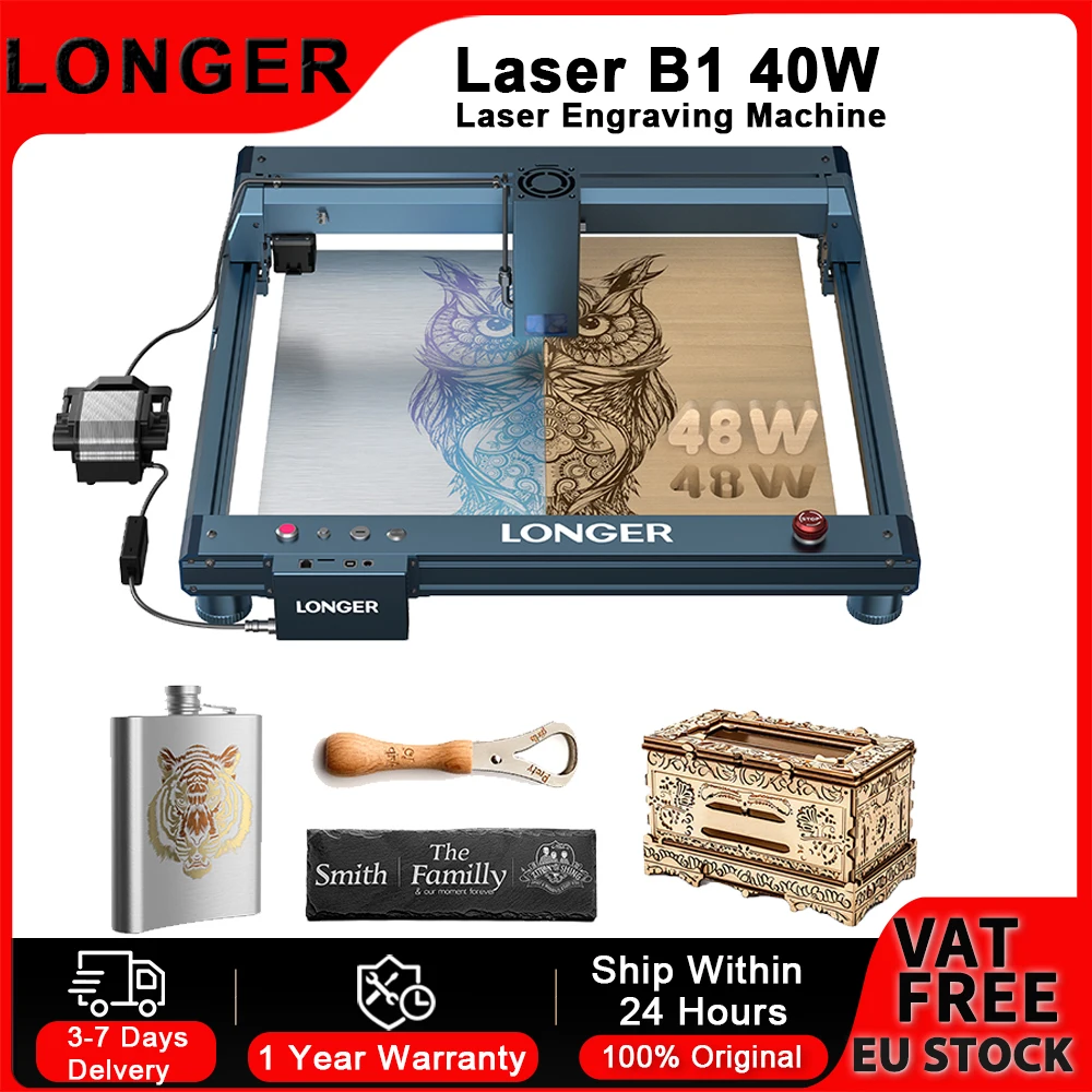 Grabador láser Longer B1 preciso: grabado 3D y control por app