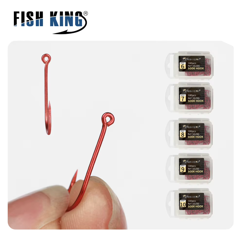 Anzuelos de carbono Fish King #6-14 para agua salada - imagen 4